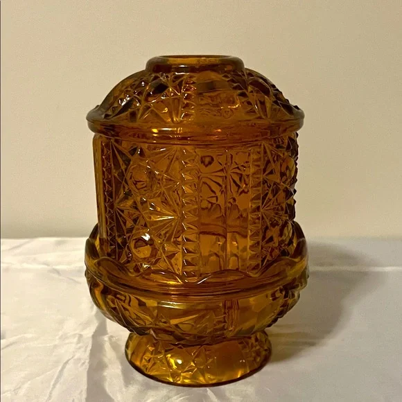 Indiana glass stars and bars fairy lamp amber glass Decorative - Picture 1 of 3